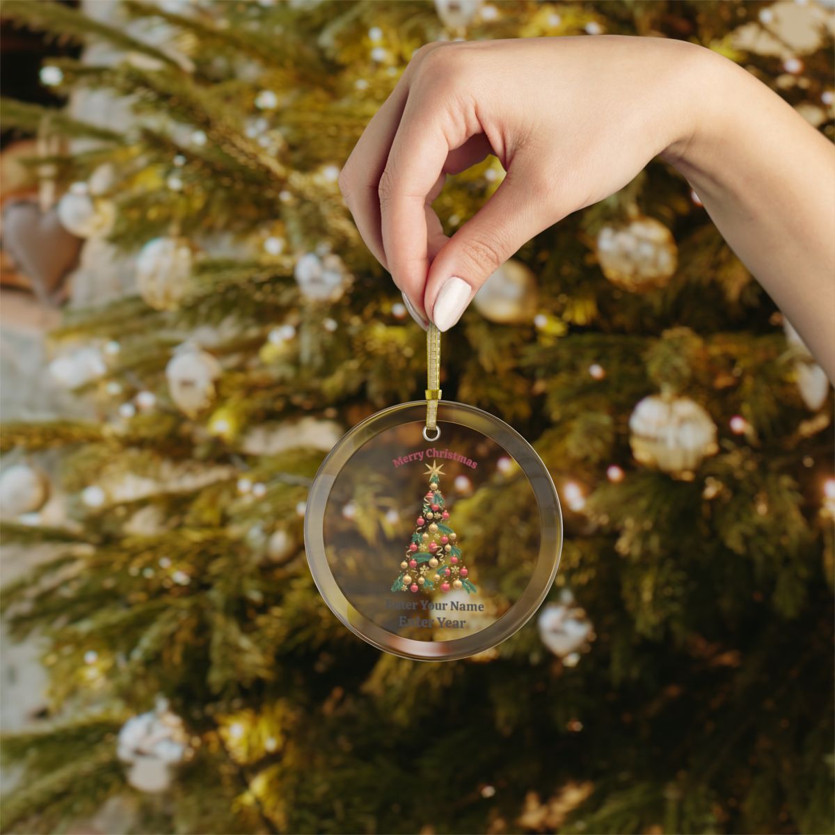 Merry Christmas Tree Glass Ornaments - Available for Personalization