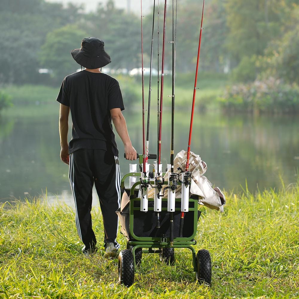 5.5 Cu. Ft. Beach Fishing Cart 300 Lbs. Load Capacity for Beach/Picnic Steel Material Garden Cart Heavy-Duty