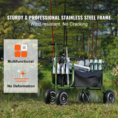 5.5 Cu. Ft. Beach Fishing Cart 300 Lbs. Load Capacity for Beach/Picnic Steel Material Garden Cart Heavy-Duty